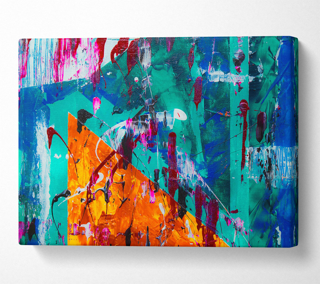  A Canvas Print of Teal Abstract Drips Canvas Art