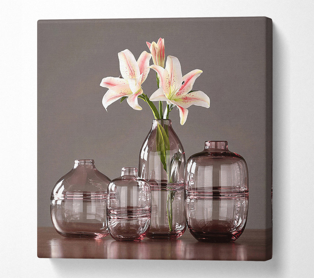  A Canvas Print of Four Burgundy Vases Canvas Art