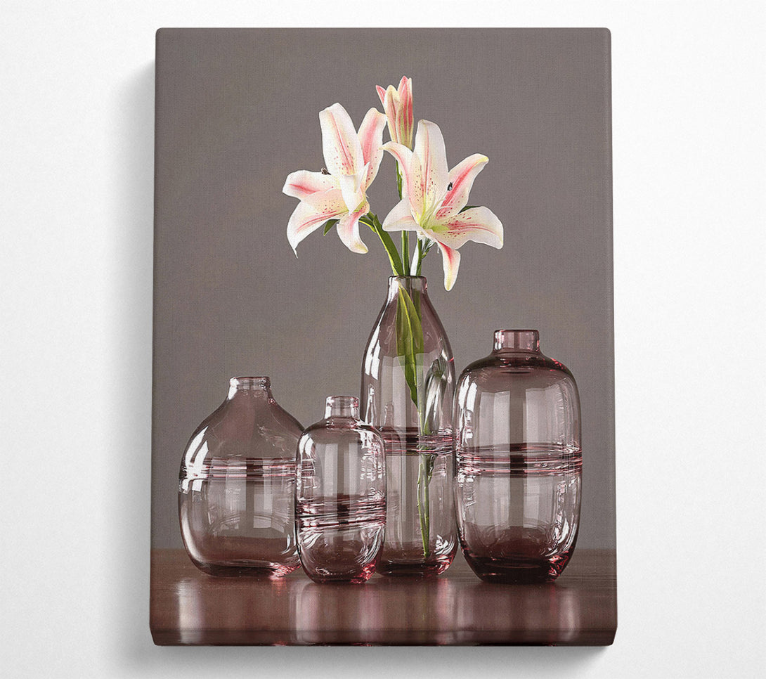  A Canvas Print of Four Burgundy Vases Canvas Art