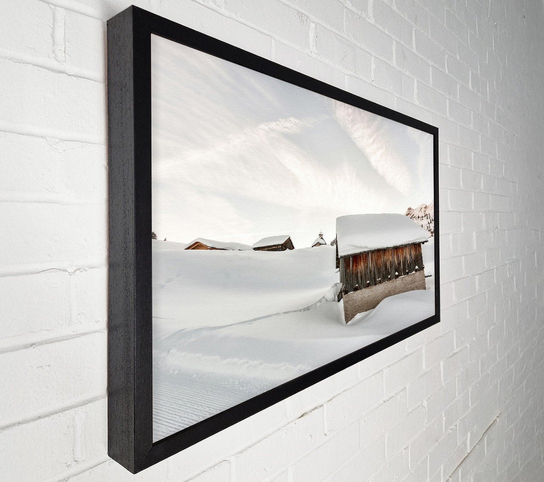  A Canvas Print of White Winter Cabin Canvas Art