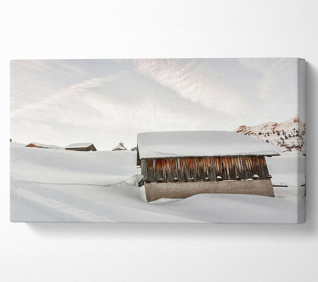 A Canvas Print of White Winter Cabin Canvas Art