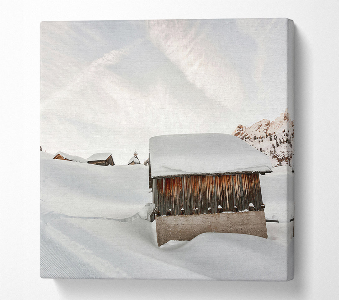  A Canvas Print of White Winter Cabin Canvas Art