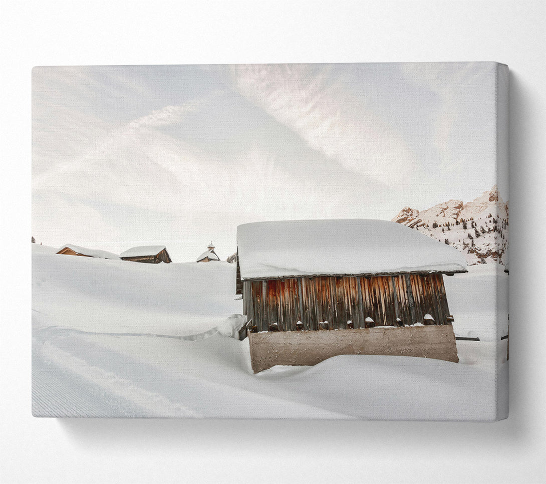  A Canvas Print of White Winter Cabin Canvas Art