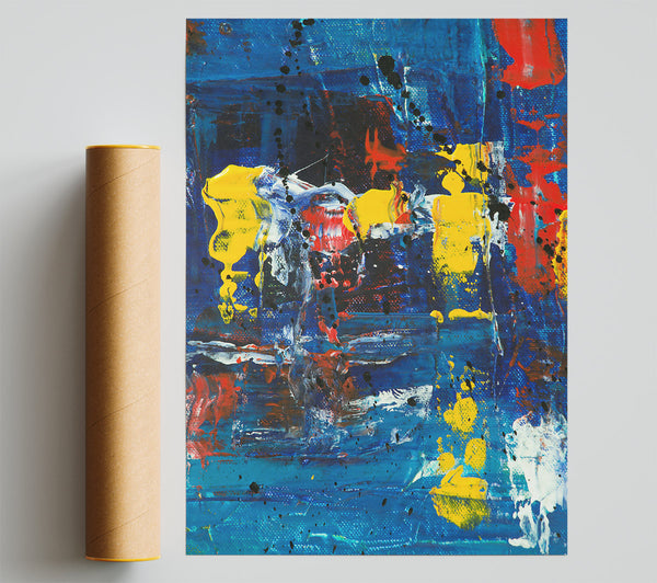 Blue Abstract Splashes Print