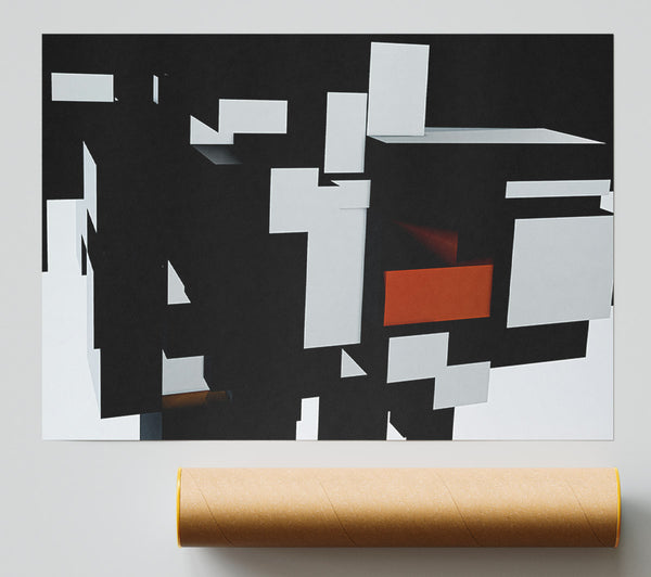 Orange Block Abstract Poster