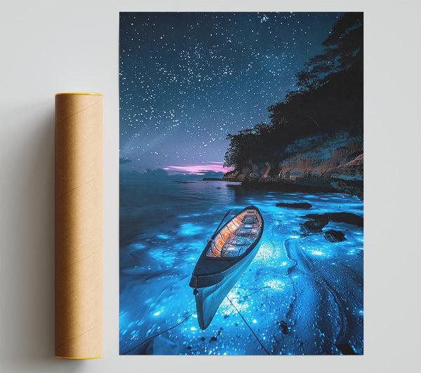 Blue Ocean Night Sky Print