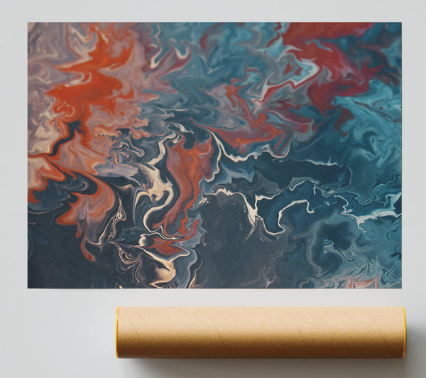 Teal Swirling Abstract Giclee Print