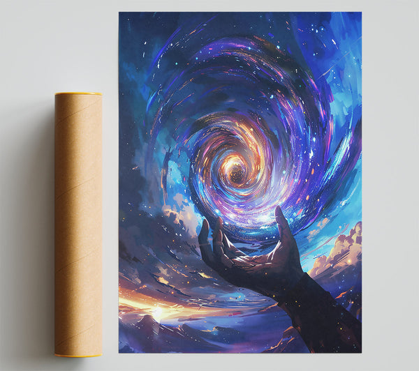 Blue Cosmic Embrace Poster