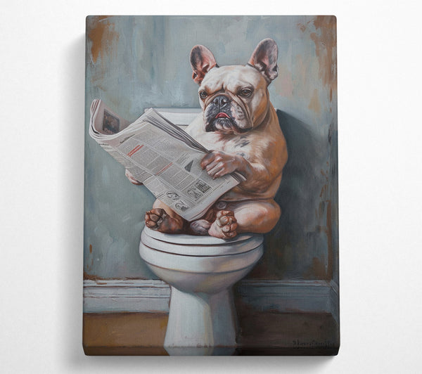  A Canvas Print of French Bulldog On The Toilet Canvas Print