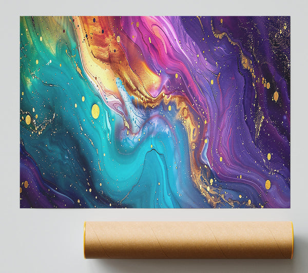 Golden Purple Swirls Print