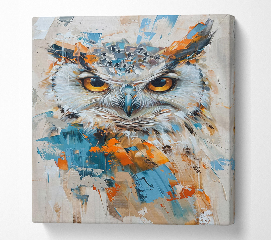  A Canvas Print of Azure Owl'S Gaze Canvas Wall Art