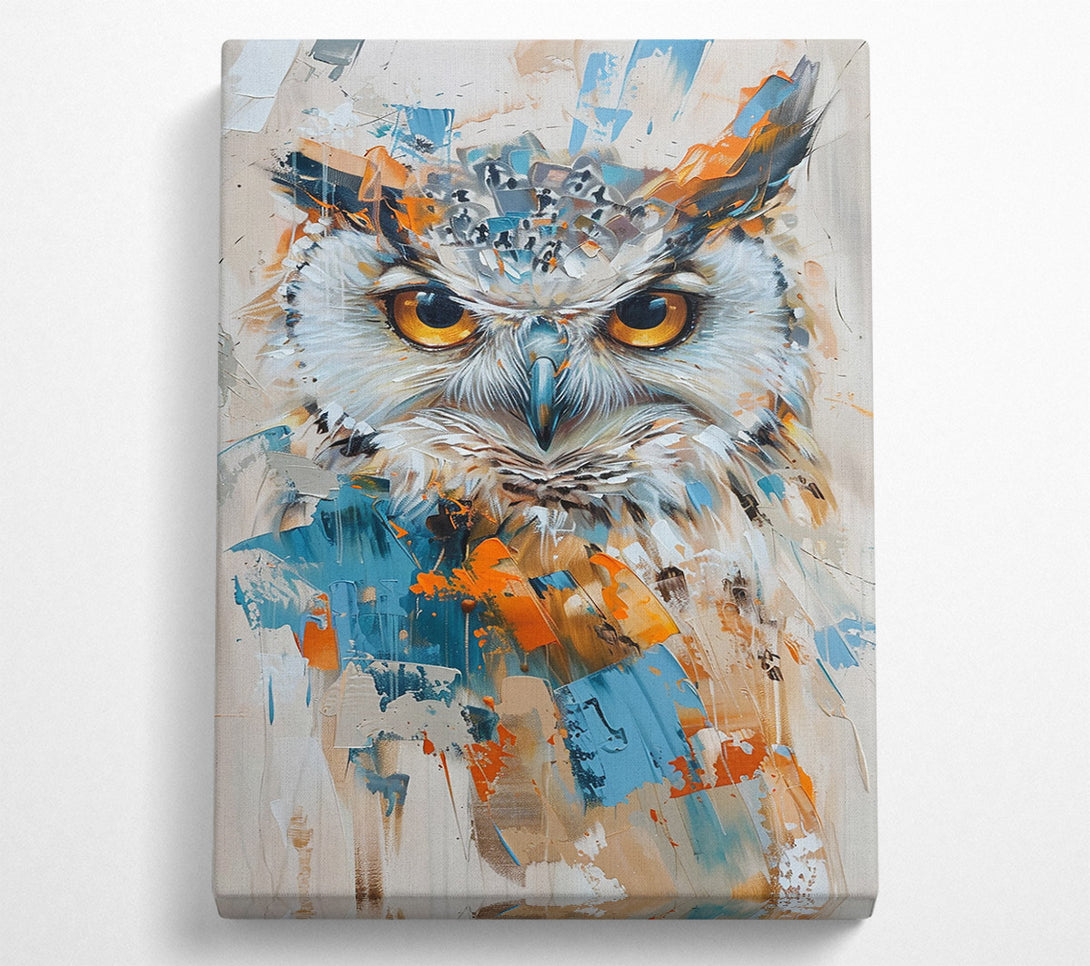  A Canvas Print of Azure Owl'S Gaze Canvas Wall Art