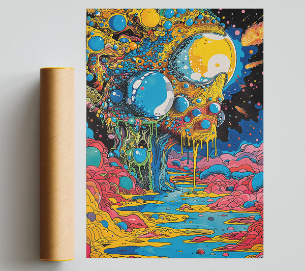 Yellow Cosmic Drip Poster