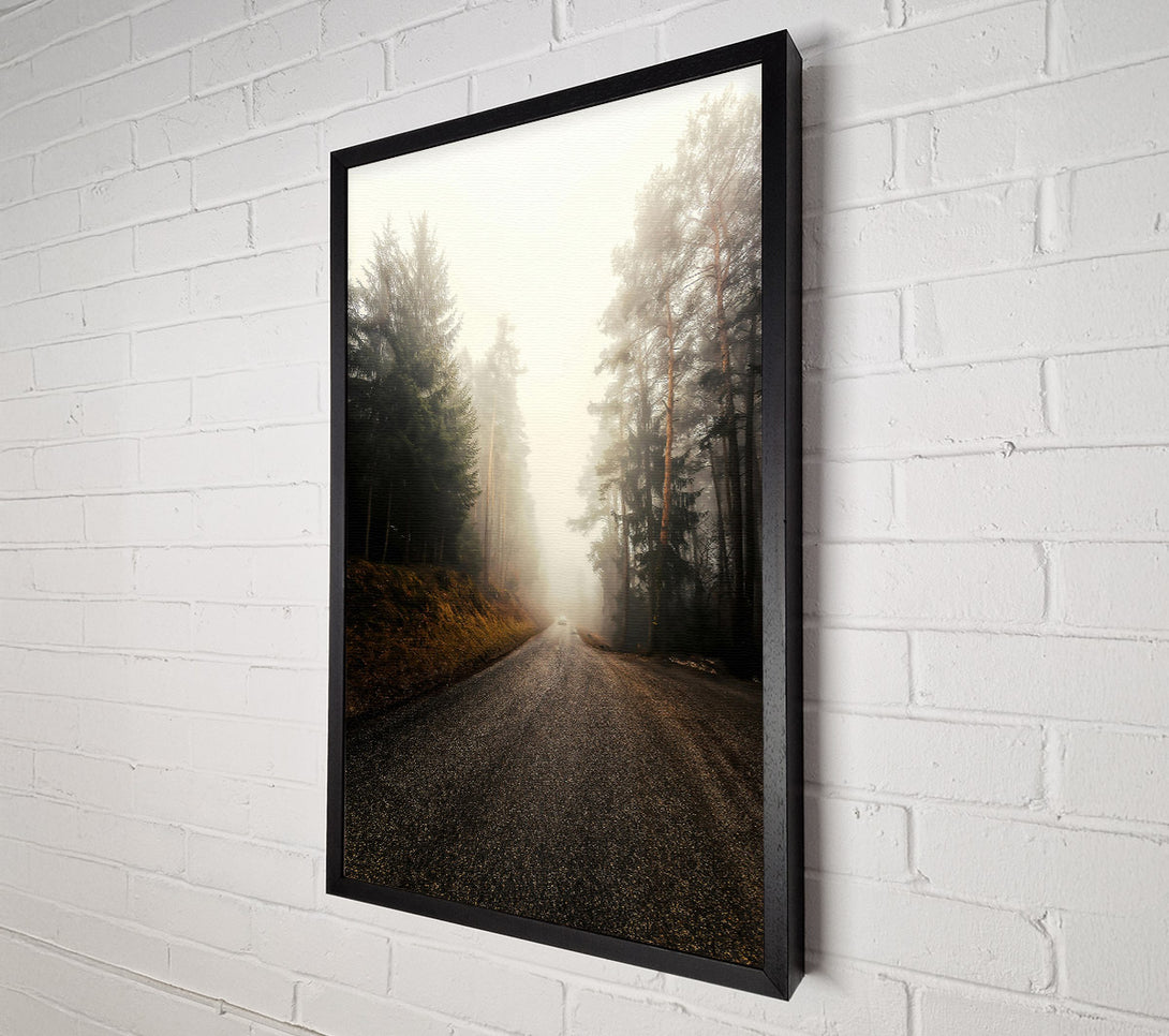  A Canvas Print of Golden Foggy Road Canvas Wall Art