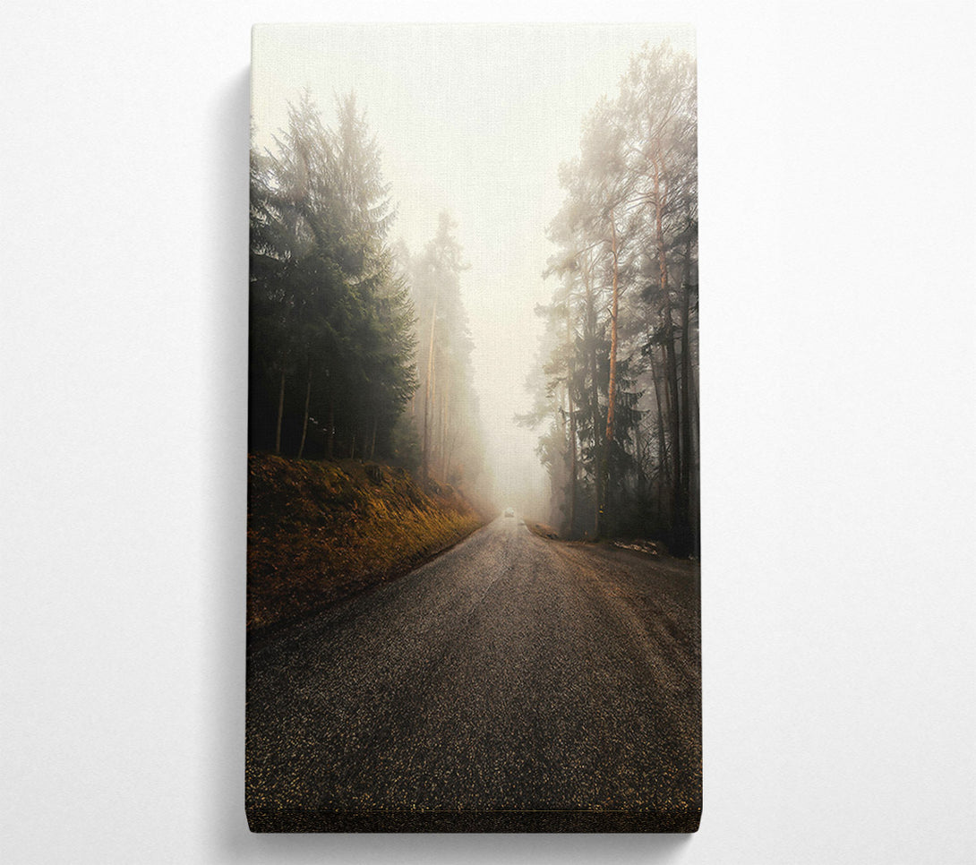  A Canvas Print of Golden Foggy Road Canvas Wall Art