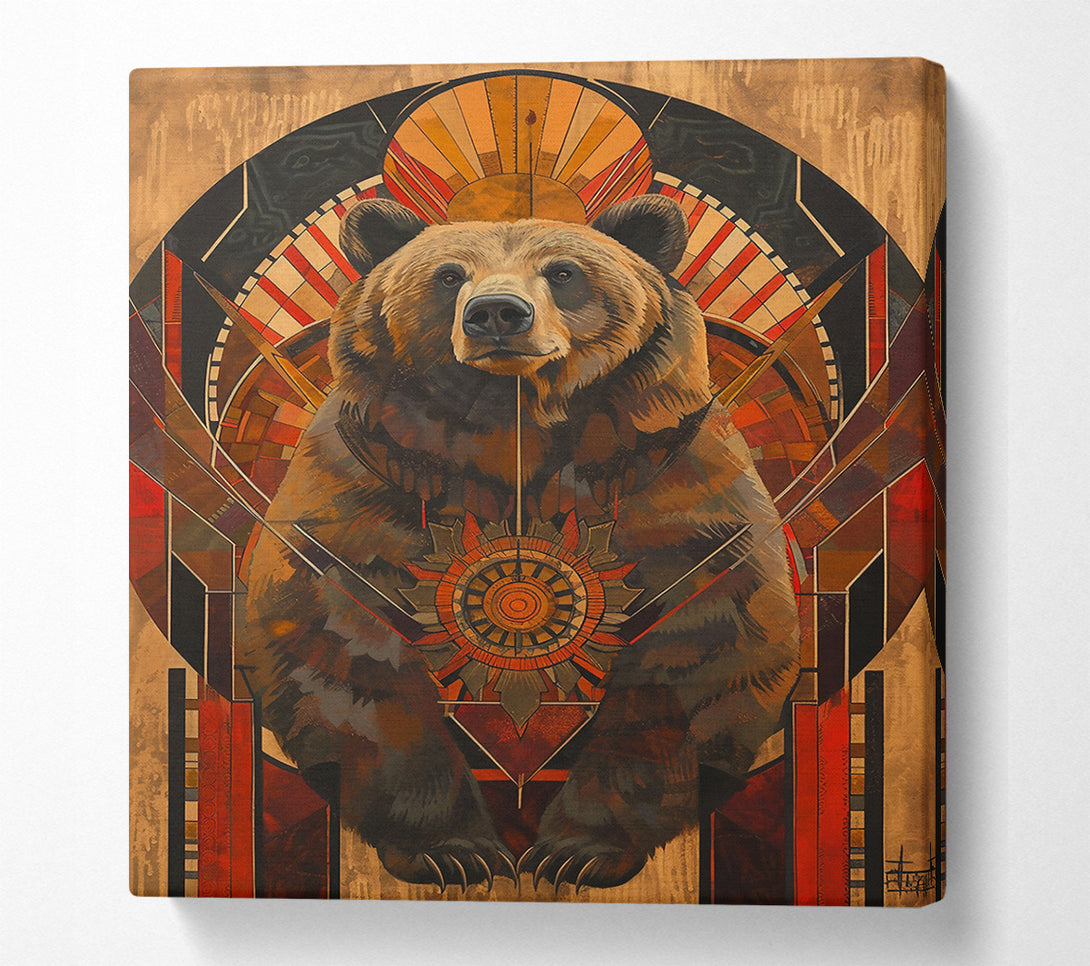  A Canvas Print of Crimson Bear Mandala Canvas Wall Art