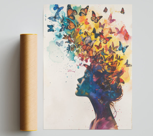 Blue Dreamscape Of Butterflies Poster