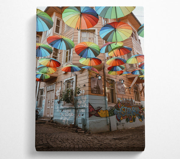  A Canvas Print of Rainbow Umbrellas Over Istanbul Canvas Art