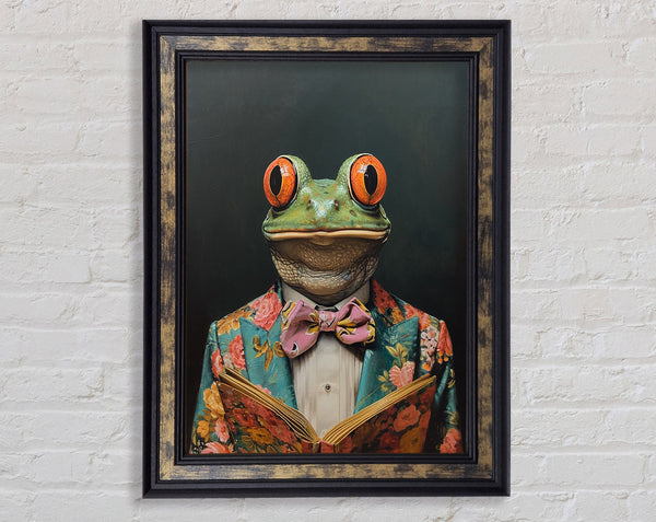 Frog In A Suit Staring Framed Print