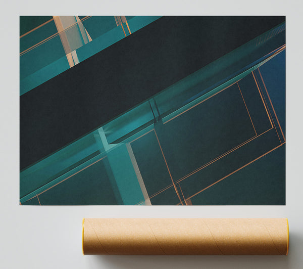 Teal Geometric Abstract Giclee Print