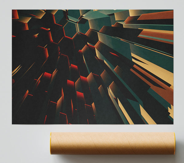 Crimson Geometric Ascent Print