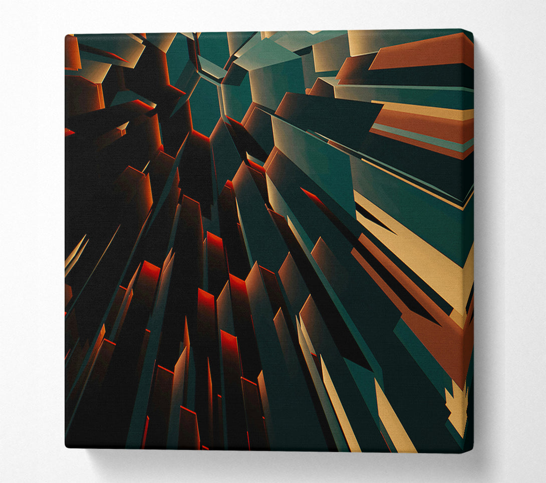  A Canvas Print of Crimson Geometric Ascent Canvas Art