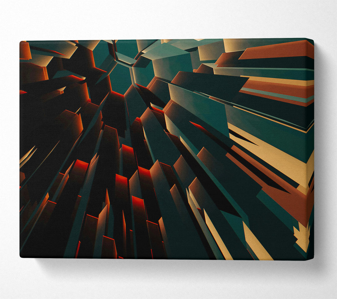  A Canvas Print of Crimson Geometric Ascent Canvas Art