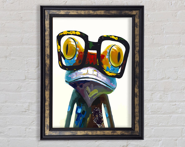 Frog With Glasses Framed Print