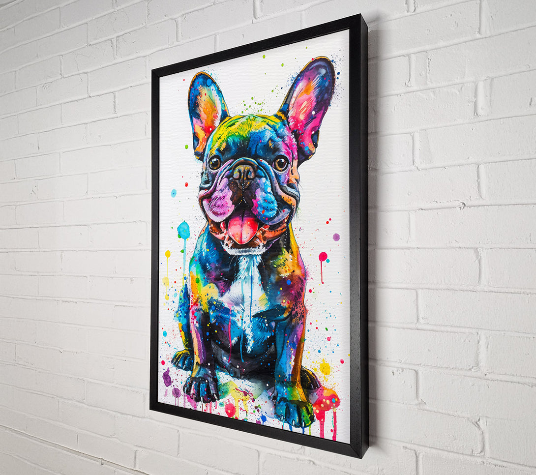  A Canvas Print of Blue Frenchie Splash Canvas Art
