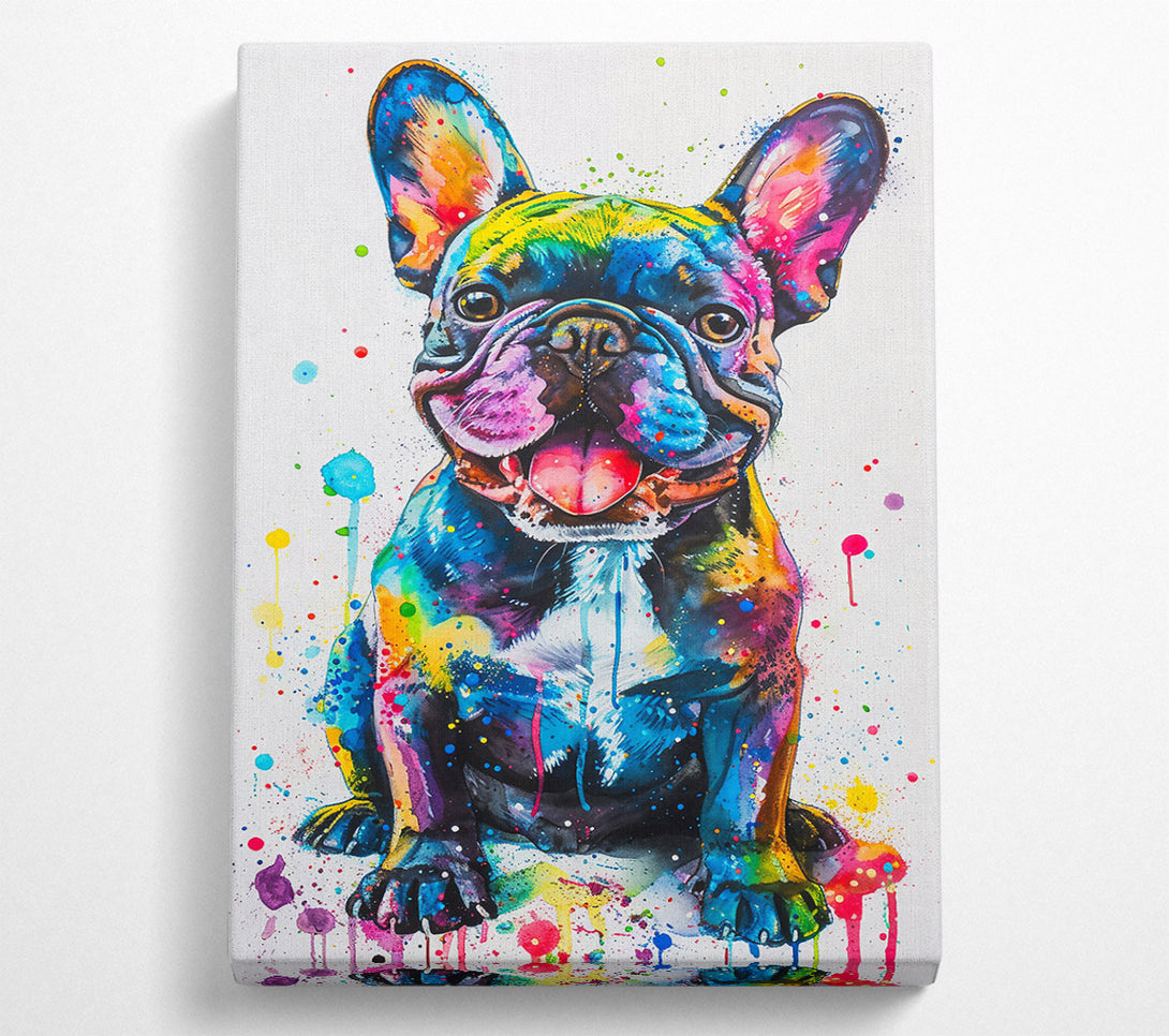  A Canvas Print of Blue Frenchie Splash Canvas Art