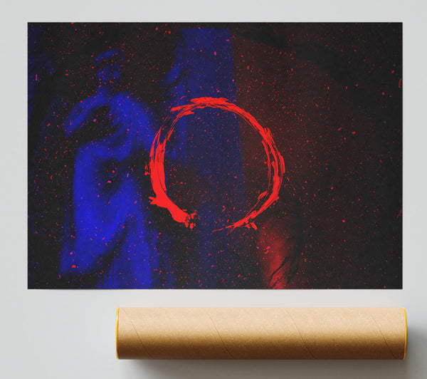 Crimson Cosmic Circle Poster