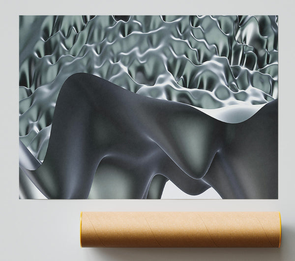 Silver Liquid Flow Print