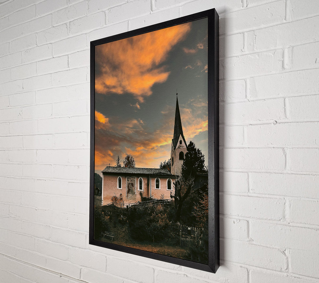 A Canvas Print of Golden Sunset Chapel Canvas Art