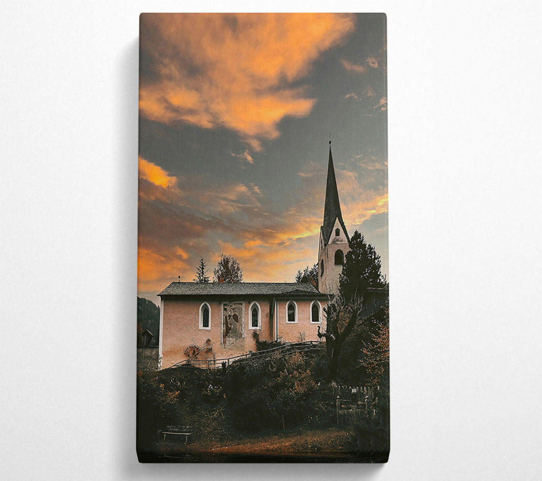  A Canvas Print of Golden Sunset Chapel Canvas Art