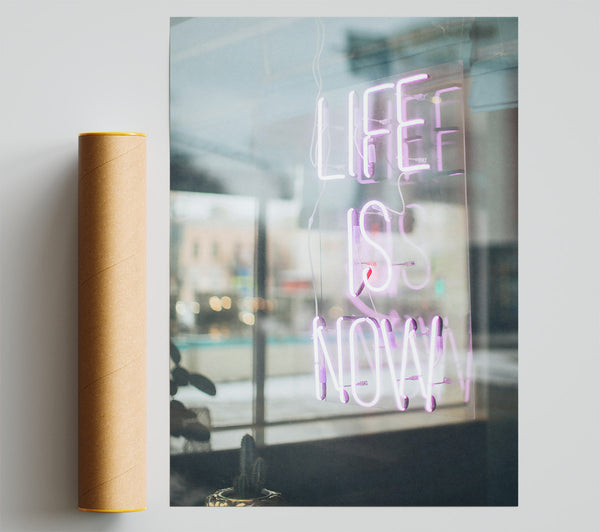 Pink Neon Life Is Now Giclee Print
