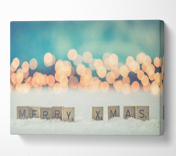  A Canvas Print of Teal Lights & Merry Xmas Canvas Print