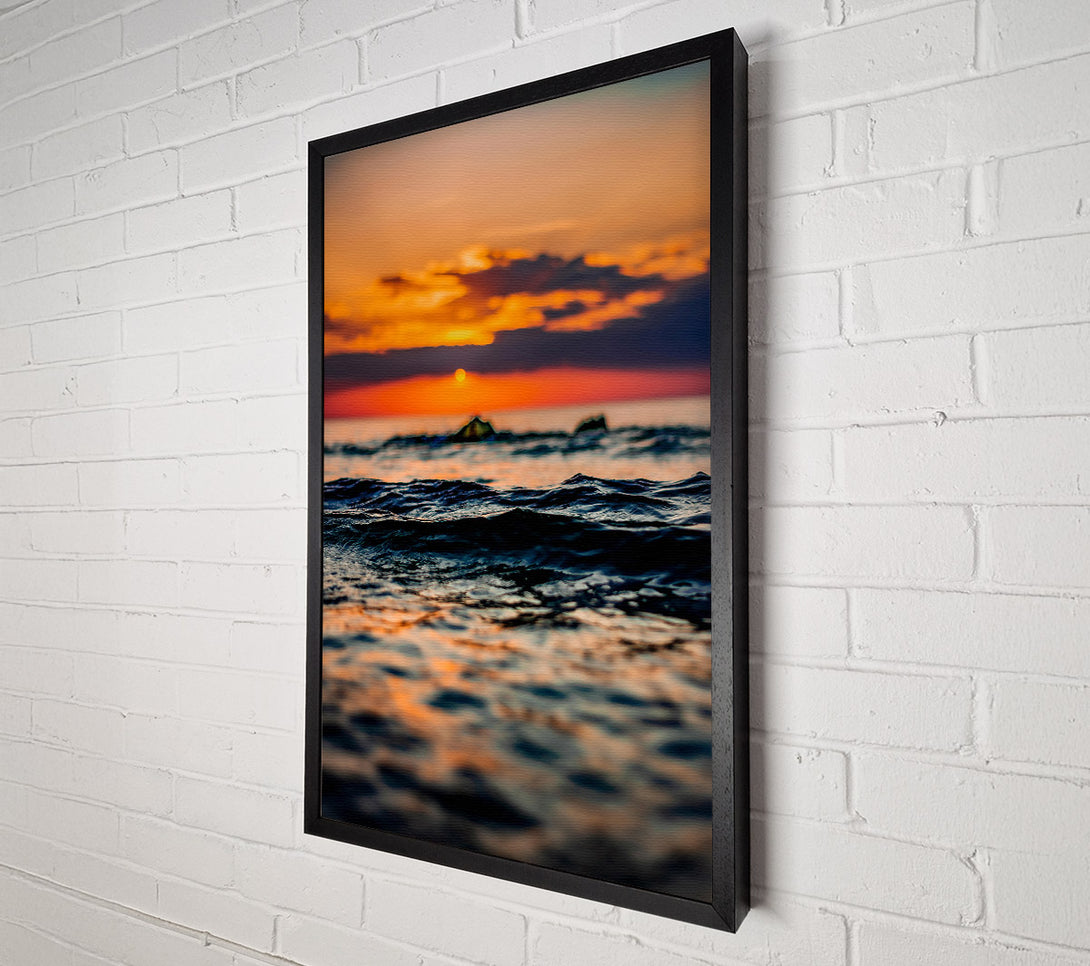  A Canvas Print of Orange Sunset Waves Canvas Art