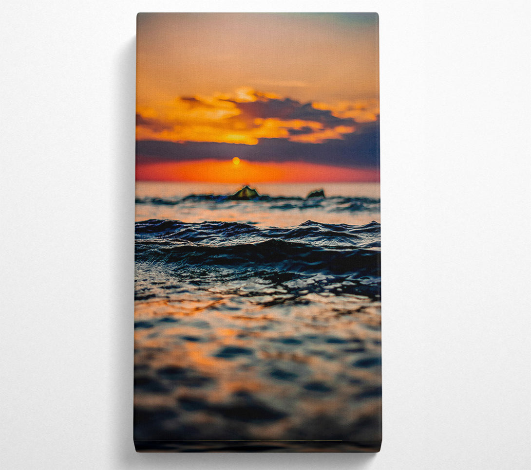  A Canvas Print of Orange Sunset Waves Canvas Art