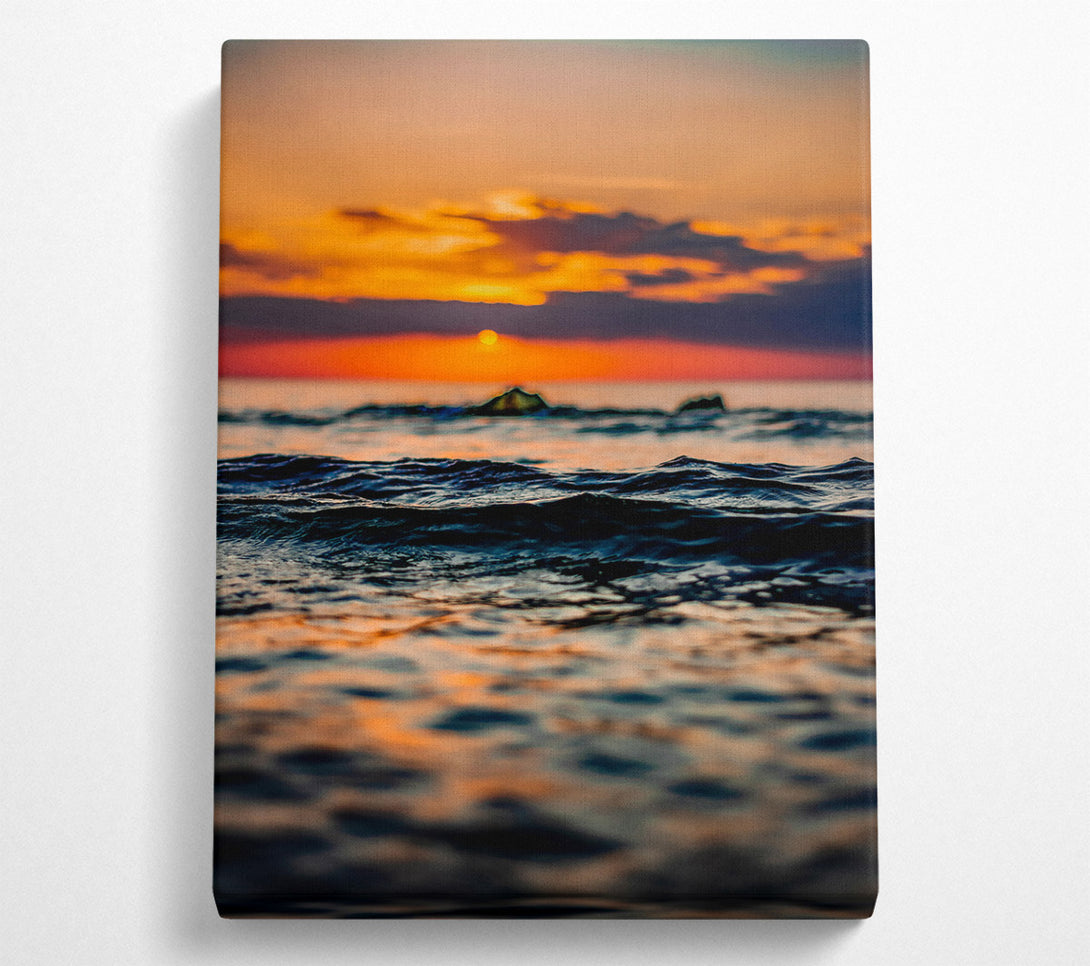  A Canvas Print of Orange Sunset Waves Canvas Art