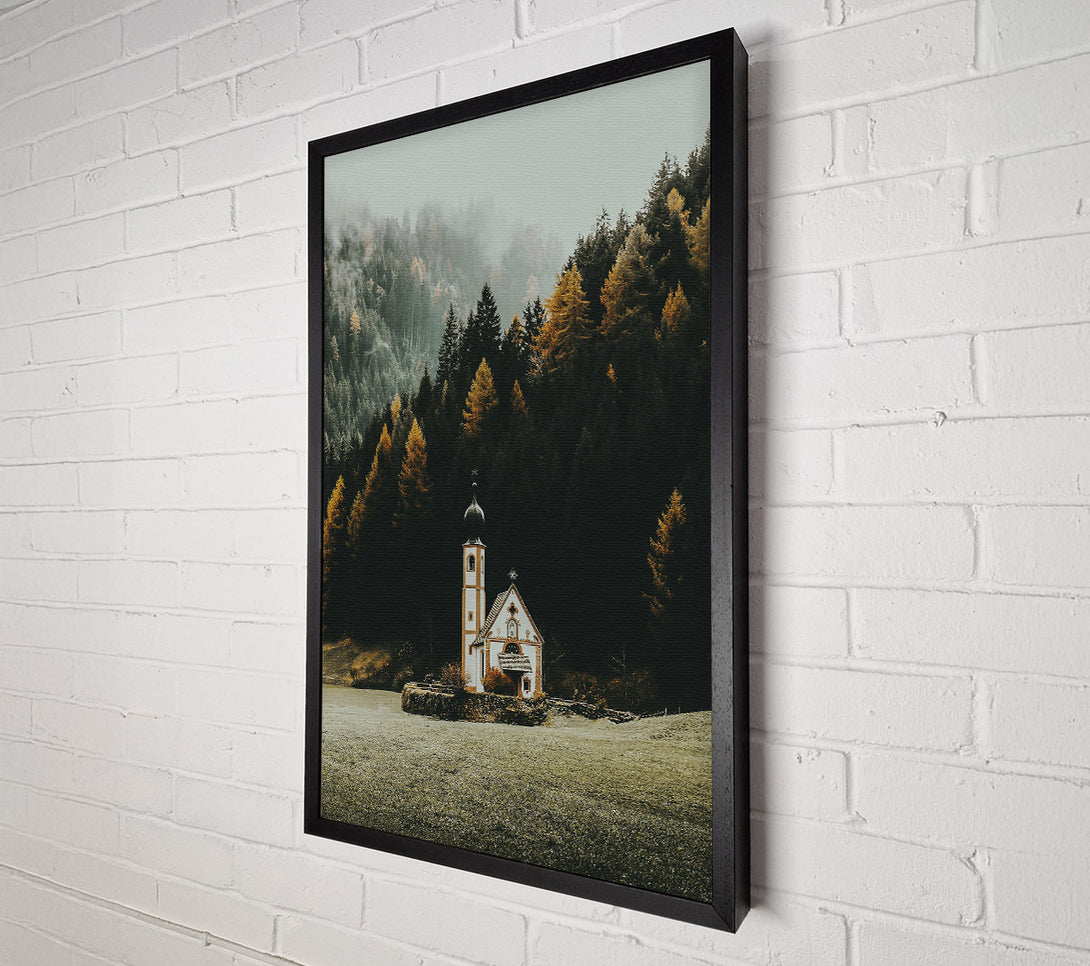  A Canvas Print of Golden Church In Fog Canvas Wall Art