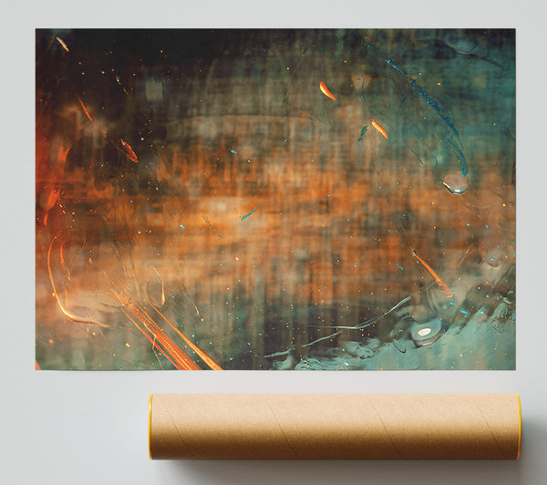 Orange Streaks And Spheres. Giclee Print
