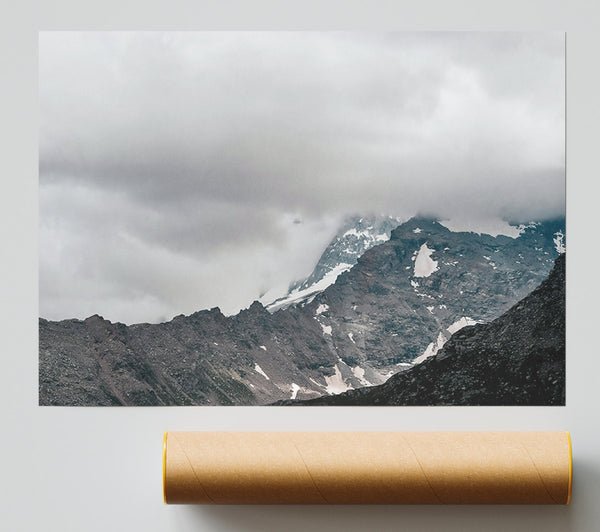 Grey Peaks In Mist Poster