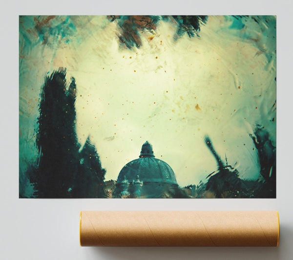 Teal Dome Through Water Poster