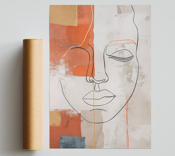 Terracotta Abstract Face Poster