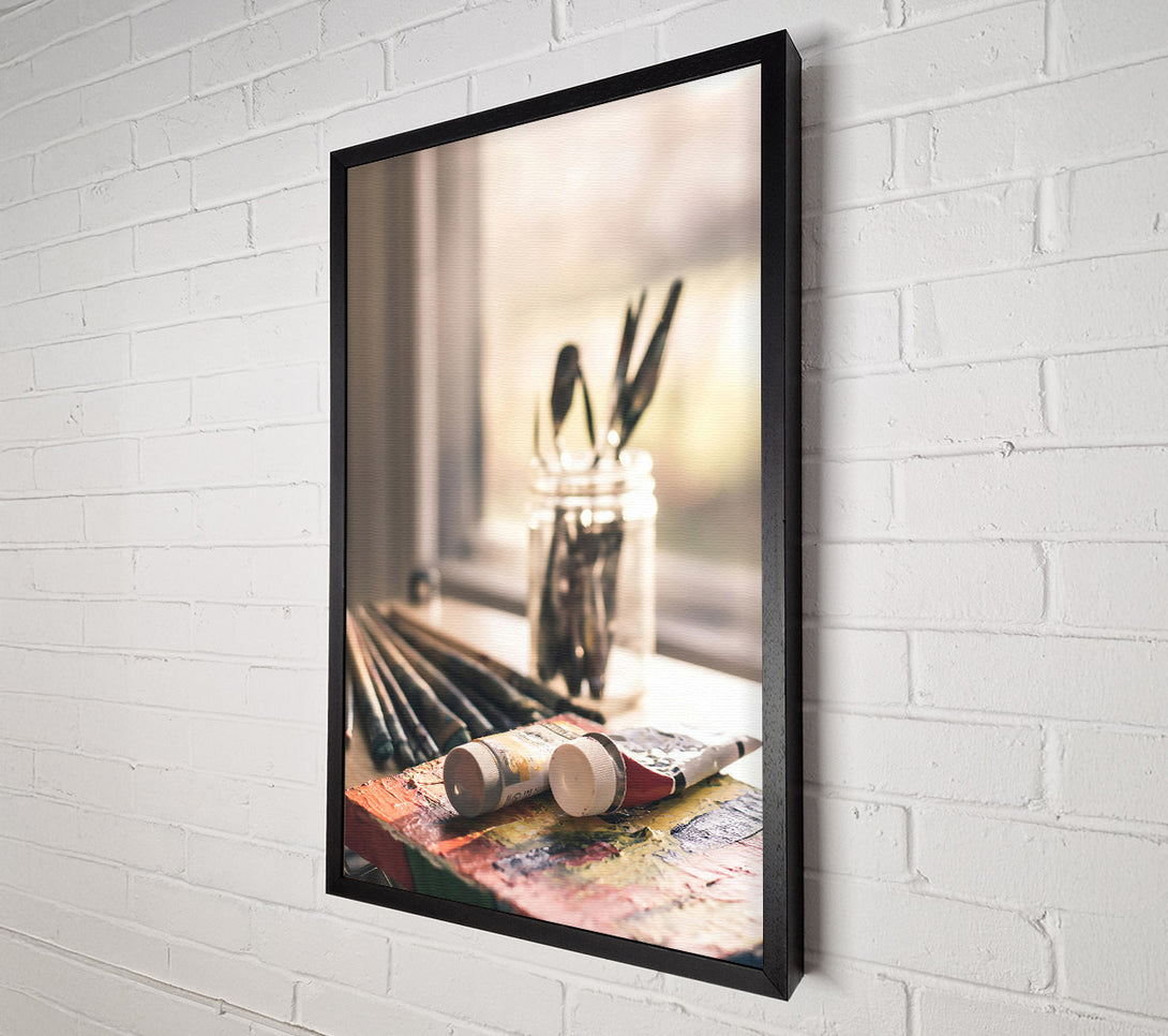  A Canvas Print of Golden Palette Brushes Canvas Print