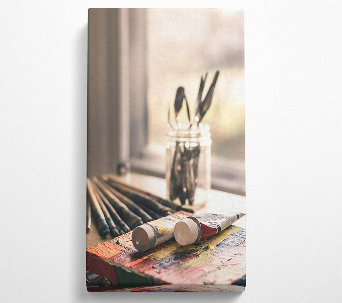  A Canvas Print of Golden Palette Brushes Canvas Print