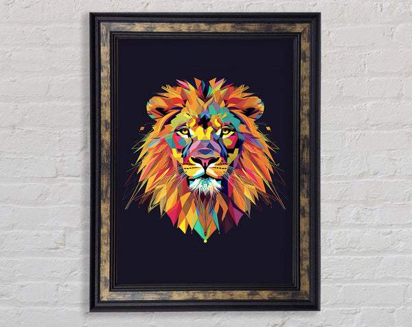 Geometric Lion Colours Framed Print