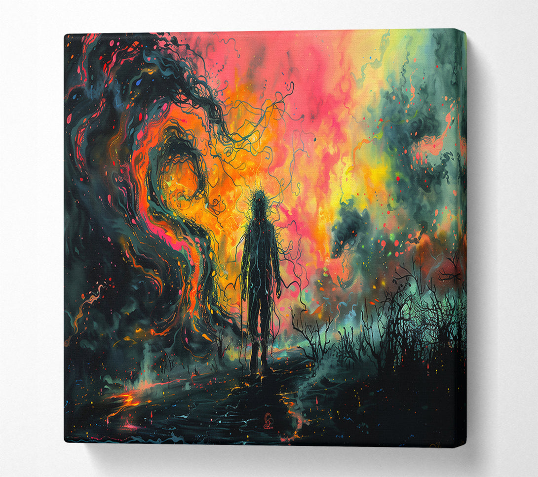  A Canvas Print of Orange Abstract Figure Canvas Wall Art
