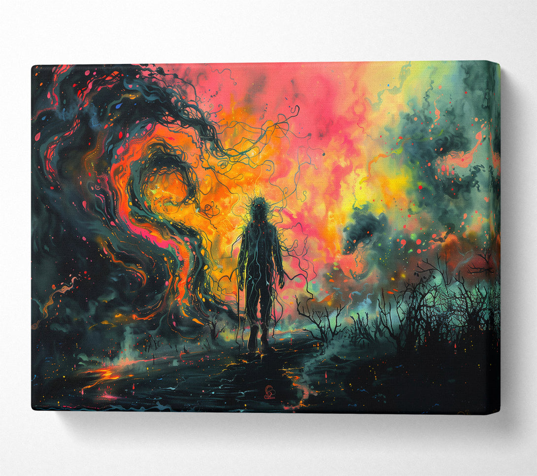  A Canvas Print of Orange Abstract Figure Canvas Wall Art