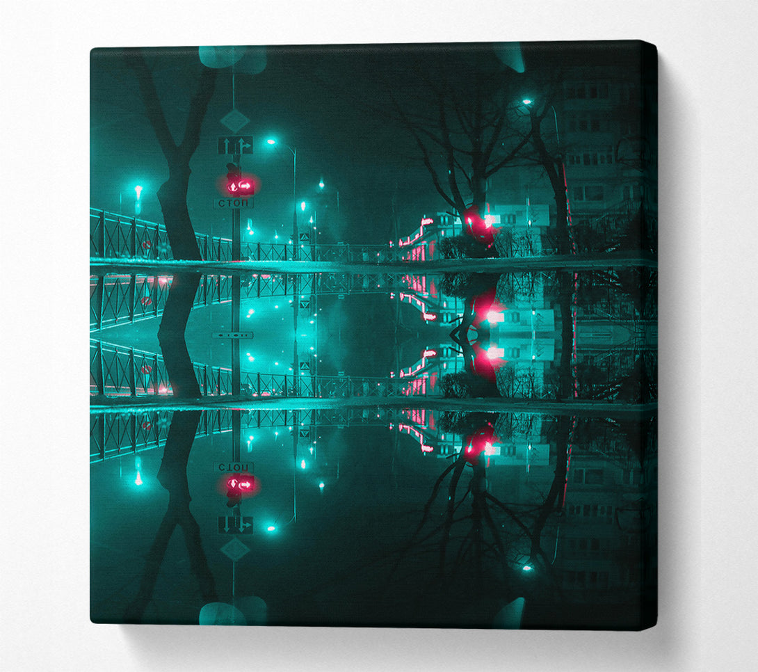  A Canvas Print of Aqua City Reflections Canvas Print